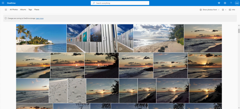 Screenshot of photos in OneDrive folder
